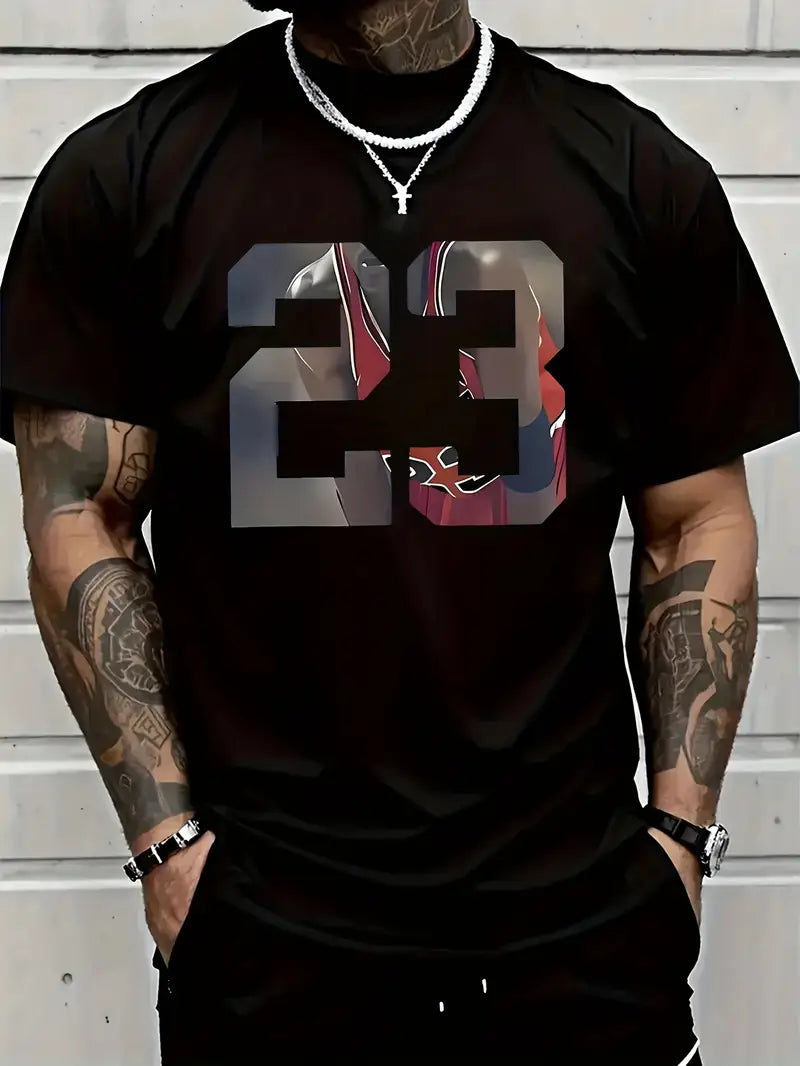 Camiseta de Algodón 100% para Hombre con Estampado Gráfico "23